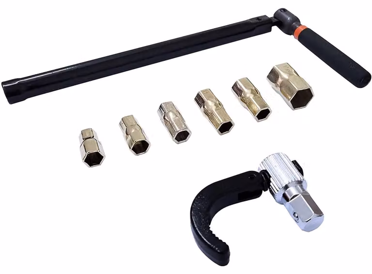 Set di chiavi a brug regolabili - 9-17mm - Teste intercambiabili - Manico antiscivolo - Gancio universale - Adatte per bulloni di rubinetti - Chiave per bulloni di rubinetti