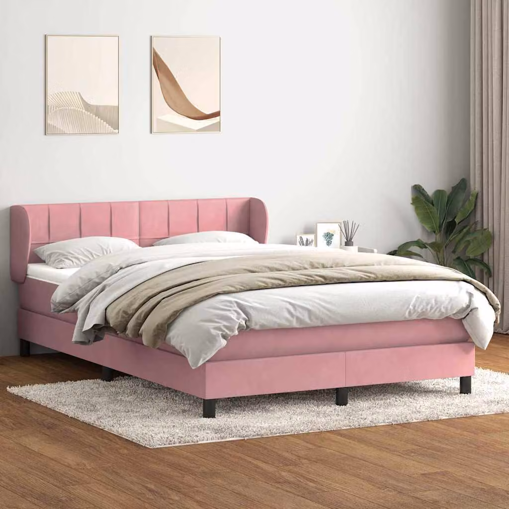 Maison Exclusive - Giroletto a Molle con Materasso Rosa 140x210 cm in Velluto