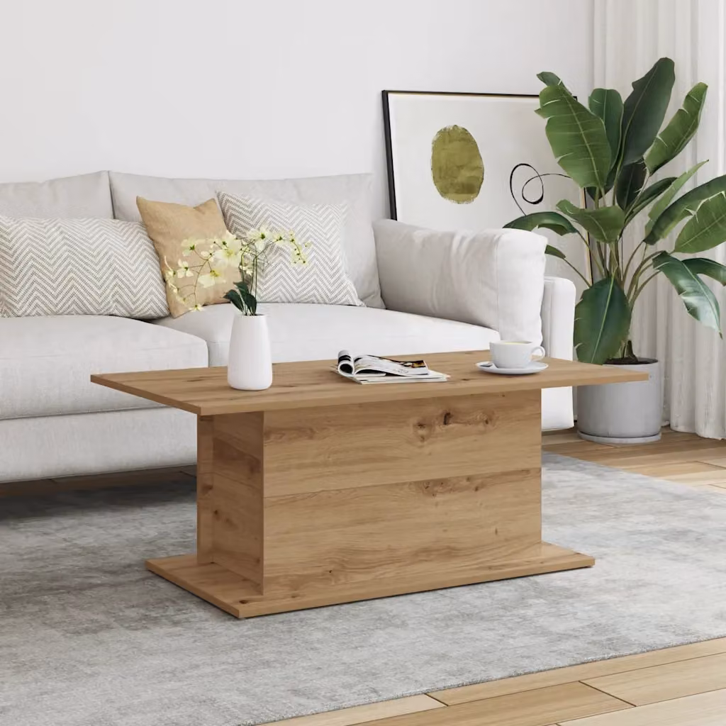 Tavolino da salotto vidaXL in legno color rovere, design moderno e rettangolare, L 102 cm x P 55,5 cm x H 40 cm
