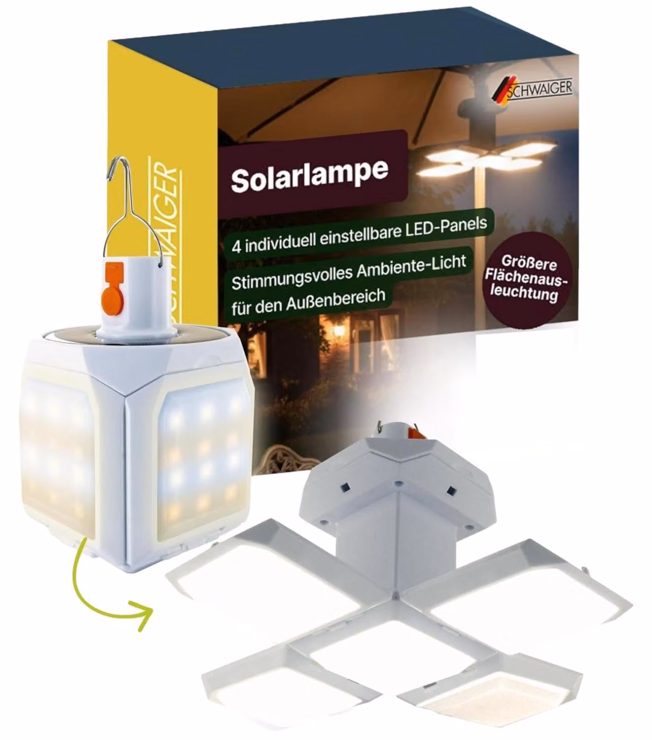 Lampada a sospensione solare pieghevole con gancio nero/bianco, colore:bianco
