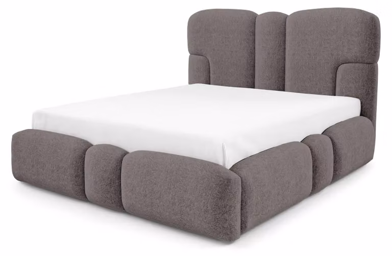 Letto imbottito con contenitore integrato, modello Puffra, colore grigio antracite, dimensioni 120 x 200 cm