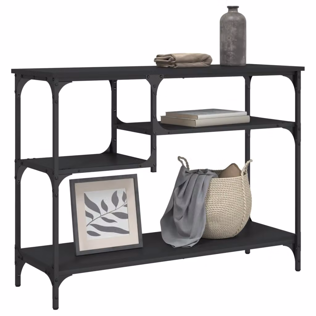 vidaXL Tavolino Consolle con Ripiani in Stile Industriale, Nero, L 100 x P 35 x H 75 cm