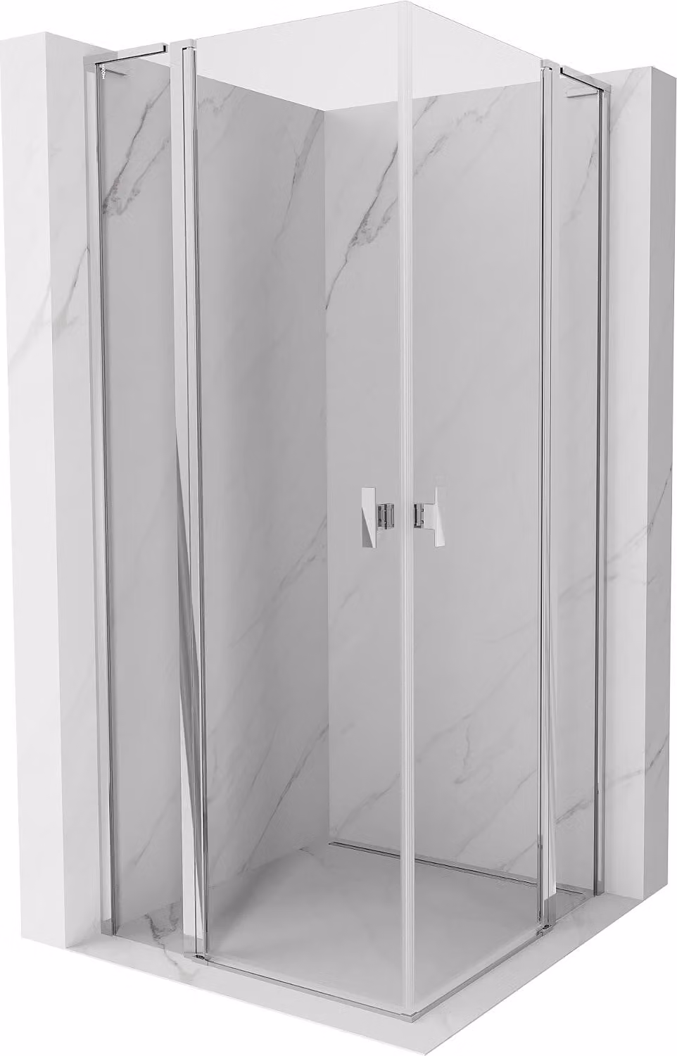 Mexen Mist L Duo cabina doccia battente 105 x 105 cm, trasparente, cromo - 8A4L-105-105-01-00