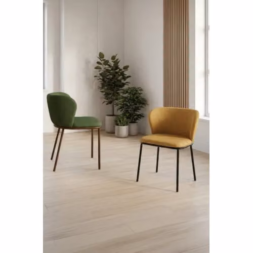 Sedia Frida imbottita in tessuto, gambe in metallo