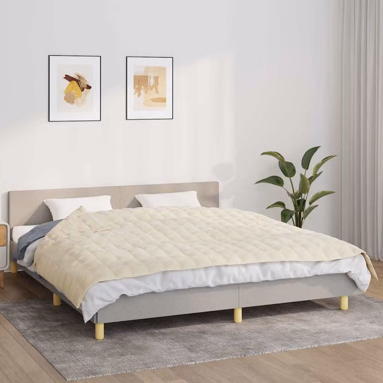 vidaXL Coperta Ponderata in Microfibra Beige, L: 155 cm, P: 220 cm, Peso: 7 kg