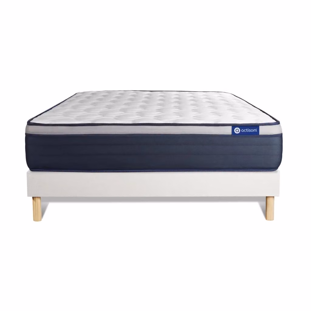 Kit rete e materasso matrimoniale Actisom Actiflex Hybrid con memory foam e molle insacchettate, colore bianco, L/P/H: 180 x 190 x 26 cm – 2