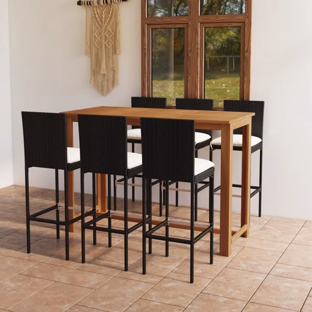Maison Exclusive - Set da giardino da 7 pezzi con cuscini, nero