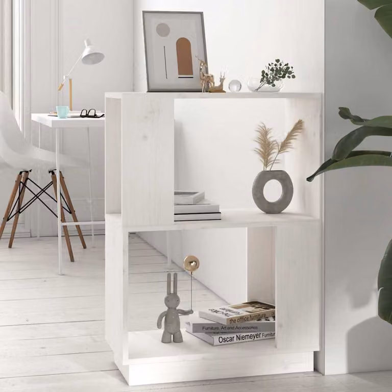 Libreria/Divisorio vidaXL in Legno Massello di Pino Bianco L: 51 cm, P: 25 cm, H: 70 cm