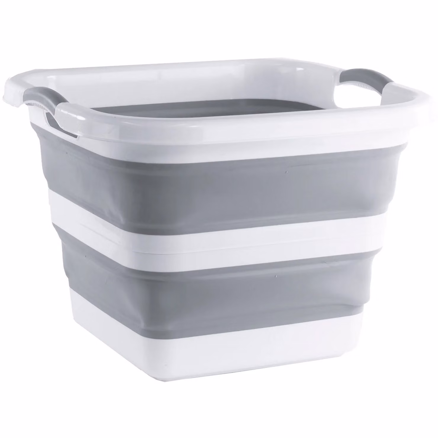 Cesta per bucato richiudibile con manici Vestiamo Casa, colore bianco, Altezza: da 6,8 a 34 cm