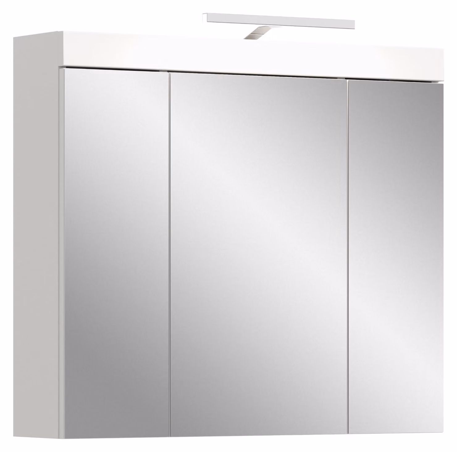 Specchio a muro 80x70x18 cm, 3 ante, 6 ripiani, illuminazione, bianco