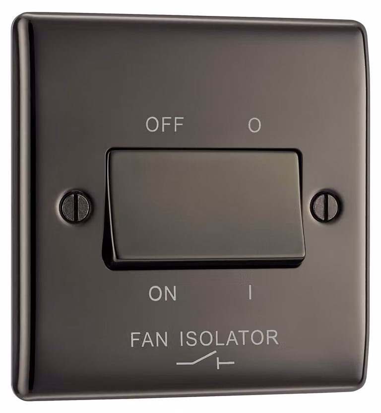 Interruttore di sicurezza per ventilatori TP, finitura nero nichel, 2400 W, da montare a parete