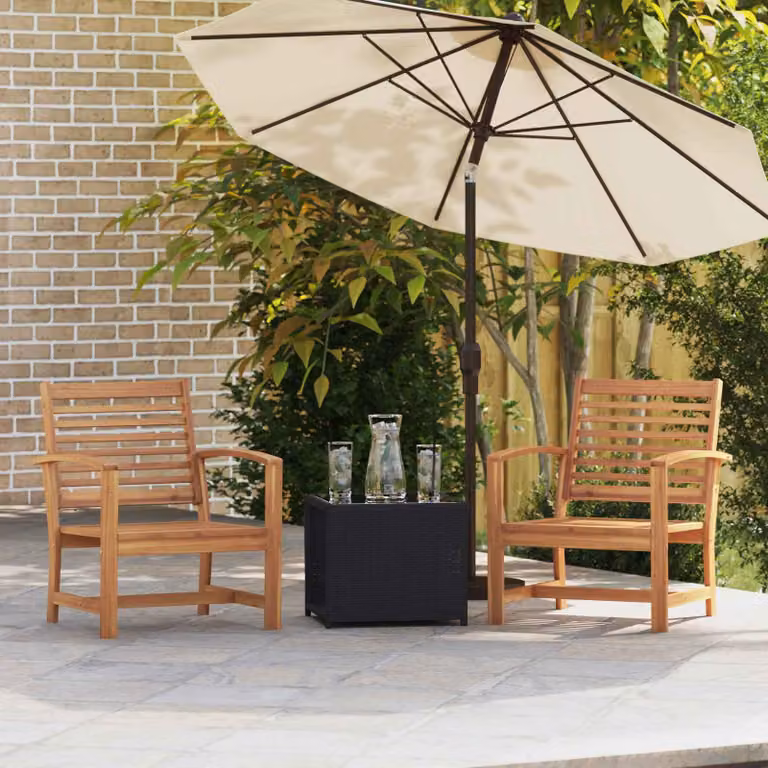 Set di 2 sedie da giardino vidaXL in legno di teak massiccio marrone L: 65 cm, P: 60 cm, H: 76,5 cm