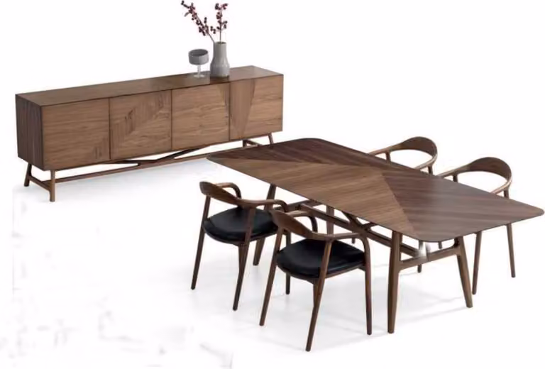 Modernen 6tlg Esszimmer Set Tisch 4x Stühle mit Anrichte Essgarnitur Gruppe