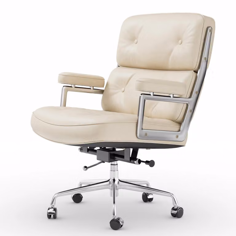 Sedia da ufficio – Sedia direzionale ergonomica con rotelle – Comoda sedia girevole con rivestimento effetto pelle