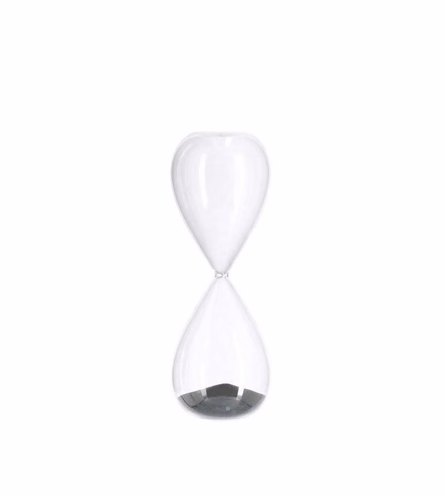 Clessidra Kronos Decorativa in Vetro e Sabbia Trasparente-Nero 29 cm