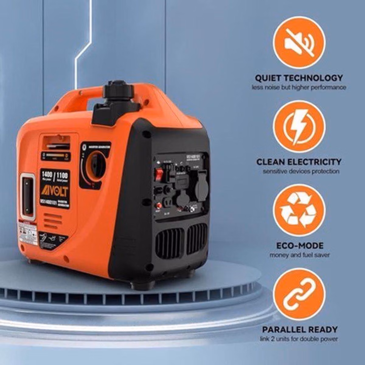 Generatore a benzina - Gruppo elettrogeno portatile - Generatore inverter da 1400W - Silenzioso e compatto - Grigio