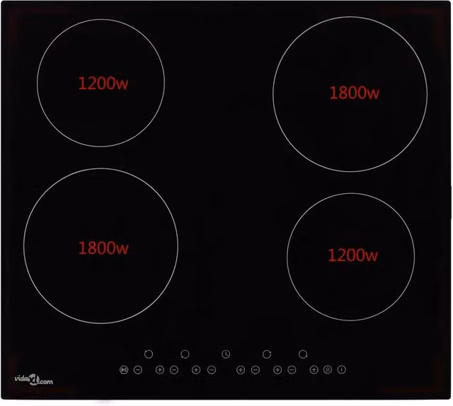 Piano Cottura Elettrico in Vetroceramica vidaXL Nero con 4 Zone di Cottura e Comandi Touch