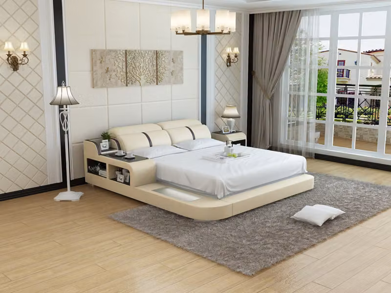Design Leder Bett Luxus Polster Betten Doppel Modernes Ehe 140/160/180 LB8821