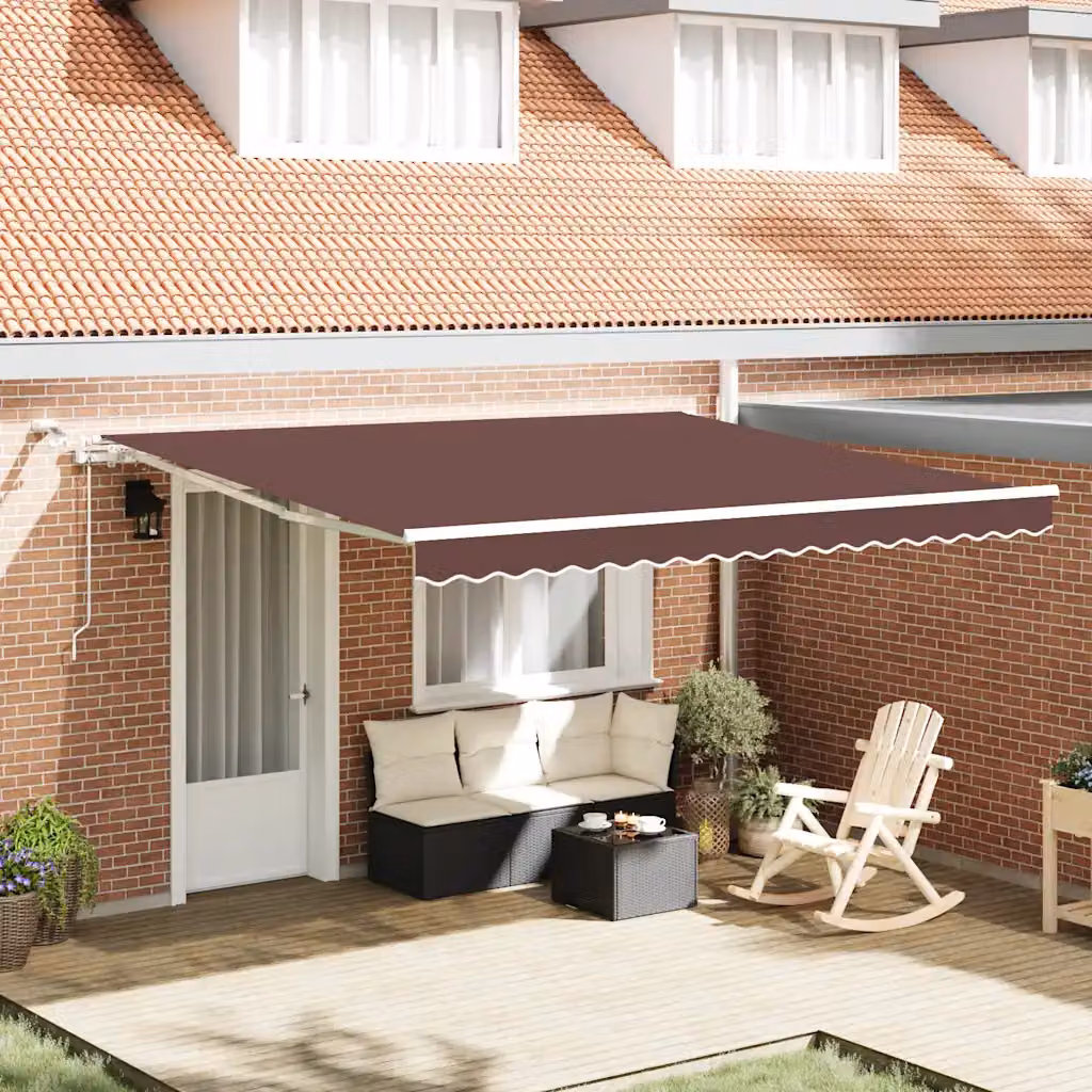 vidaXL Tenda da Sole Retrattile Automatica con LED e Telecomando, Marrone, L 400 x P 300 cm