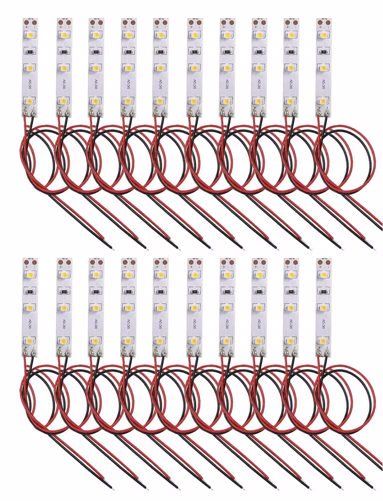 Strisce LED, confezione da 20, luce bianco caldo, autoadesive, 12-18 V, 15 cm