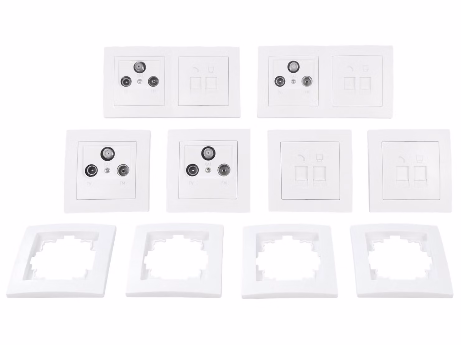 set di 18 pezzi per interruttori e prese di corrente FLAIR "Multimedia", bianco, opaco