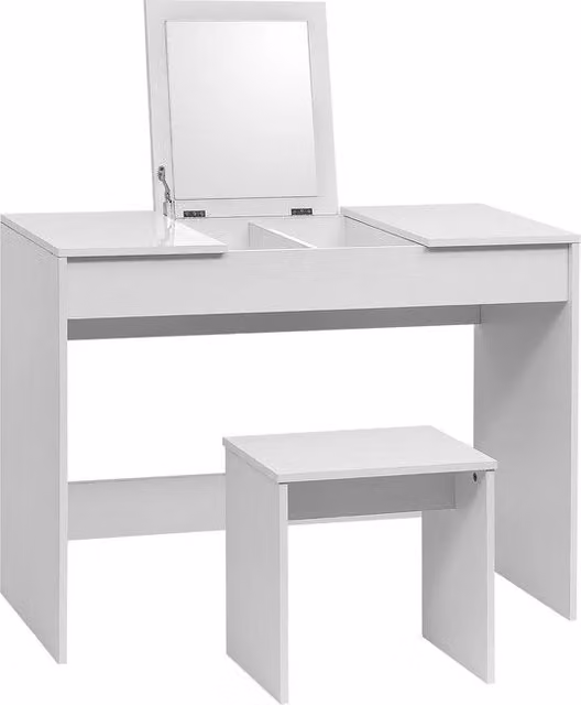 Comodino con specchio - Tavolo da notte - Con specchio - Comodino - Comodino di lusso - Camera da letto - Stile moderno - Bianco
