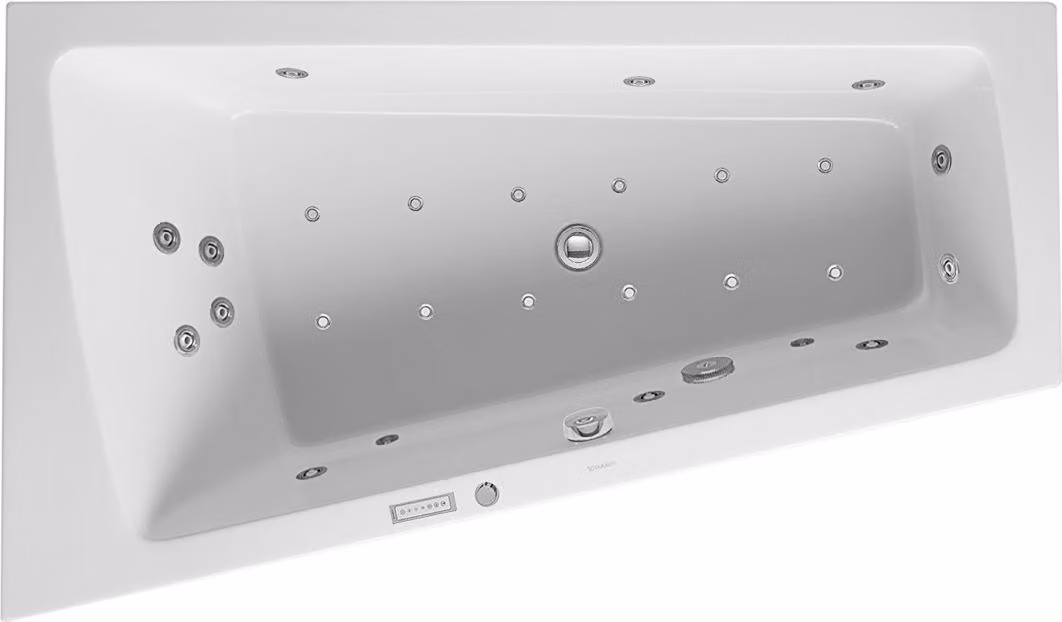 Duravit Paiova Bain à remous, à encastrer, simple dos à gauche, bâti-support, garniture de vidage et de trop-plein chrome, Combi-Système E, 1700x1000mm, 760212000CE1000, 760212000CE1000