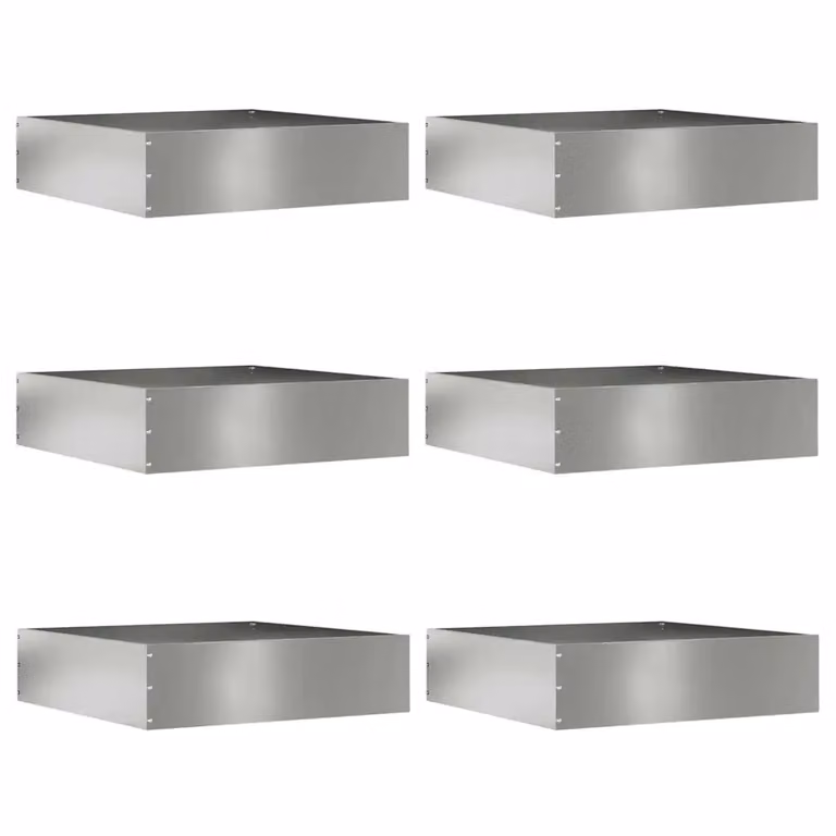 Set di 6 bordure per prato vidaXL in acciaio zincato argento, L/P/H: 50 x 50 x 13 cm