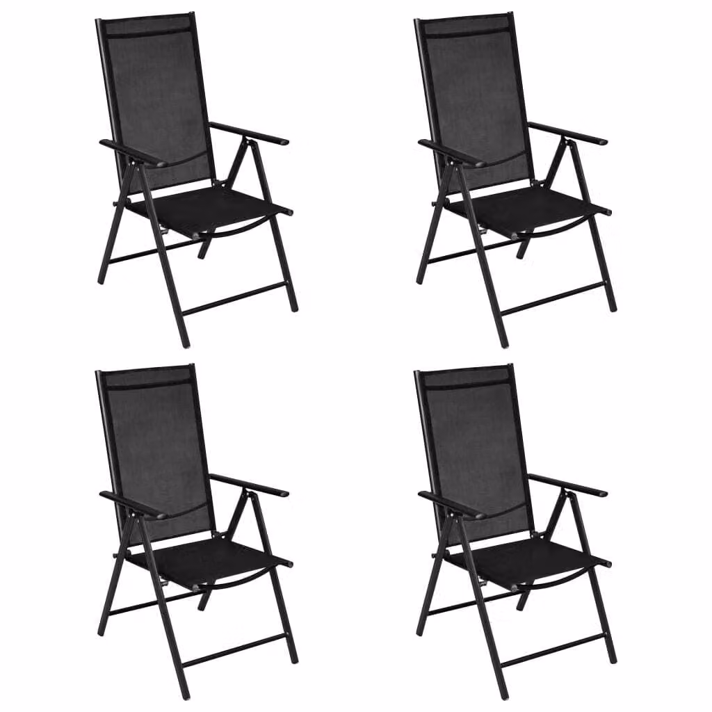 set da pranzo da giardino 5 pezzi alluminio nero