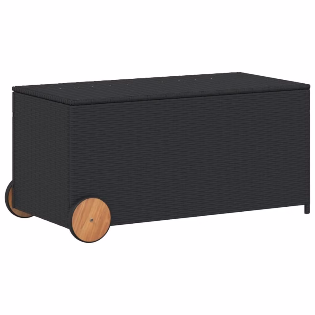 Contenitore da Giardino con Ruote Nero 190L in Polyrattan