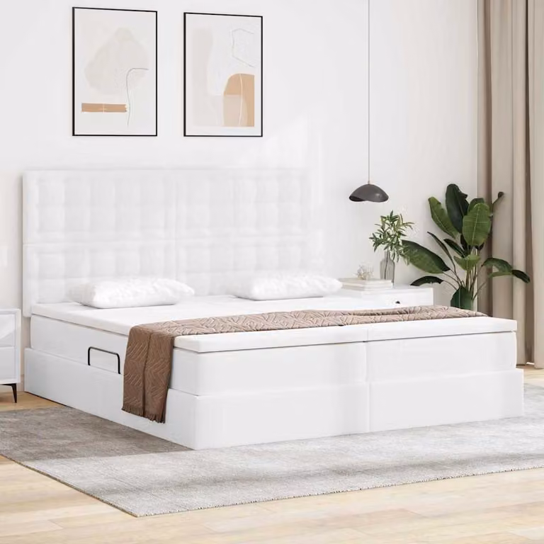Letto con contenitore e illuminazione LED vidaXL Bianco, L/P/H: 200 x 200 x 128 cm