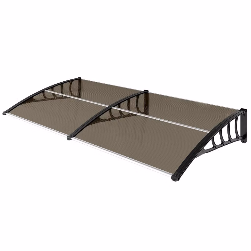 Tenda da esterno Minimal per porte e finestre in alluminio e policarbonato marrone L: 200 cm, H: 96 cm – 2