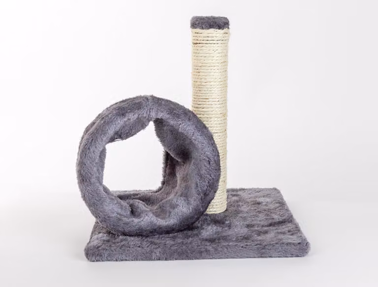 Torre per gatti Kratzbaum, dimensioni 28x28x31 cm, colore grigio, realizzata in sisal e peluche