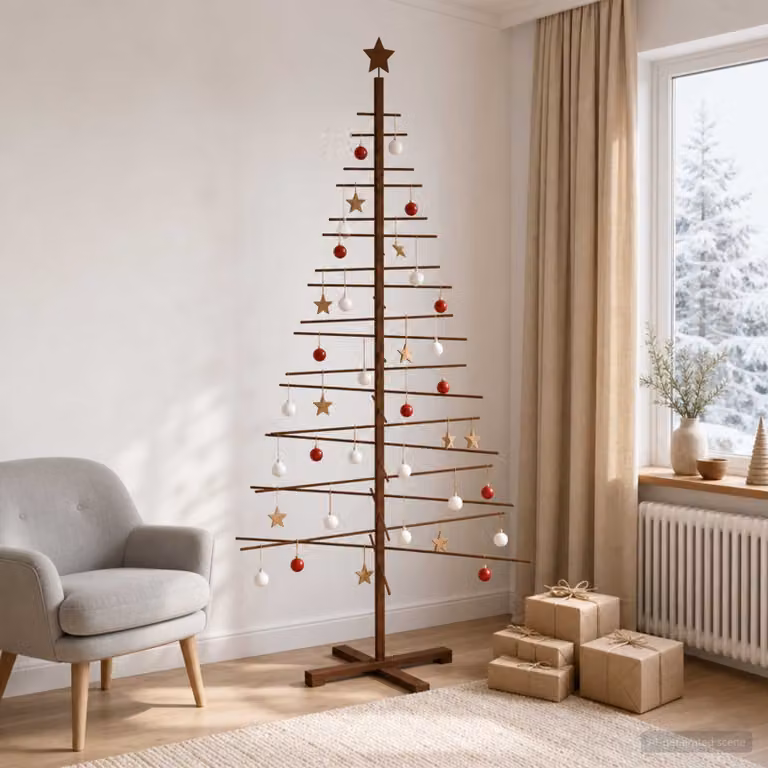 vidaXL Albero di Natale in legno 210 cm Bambù e legno di pino massello