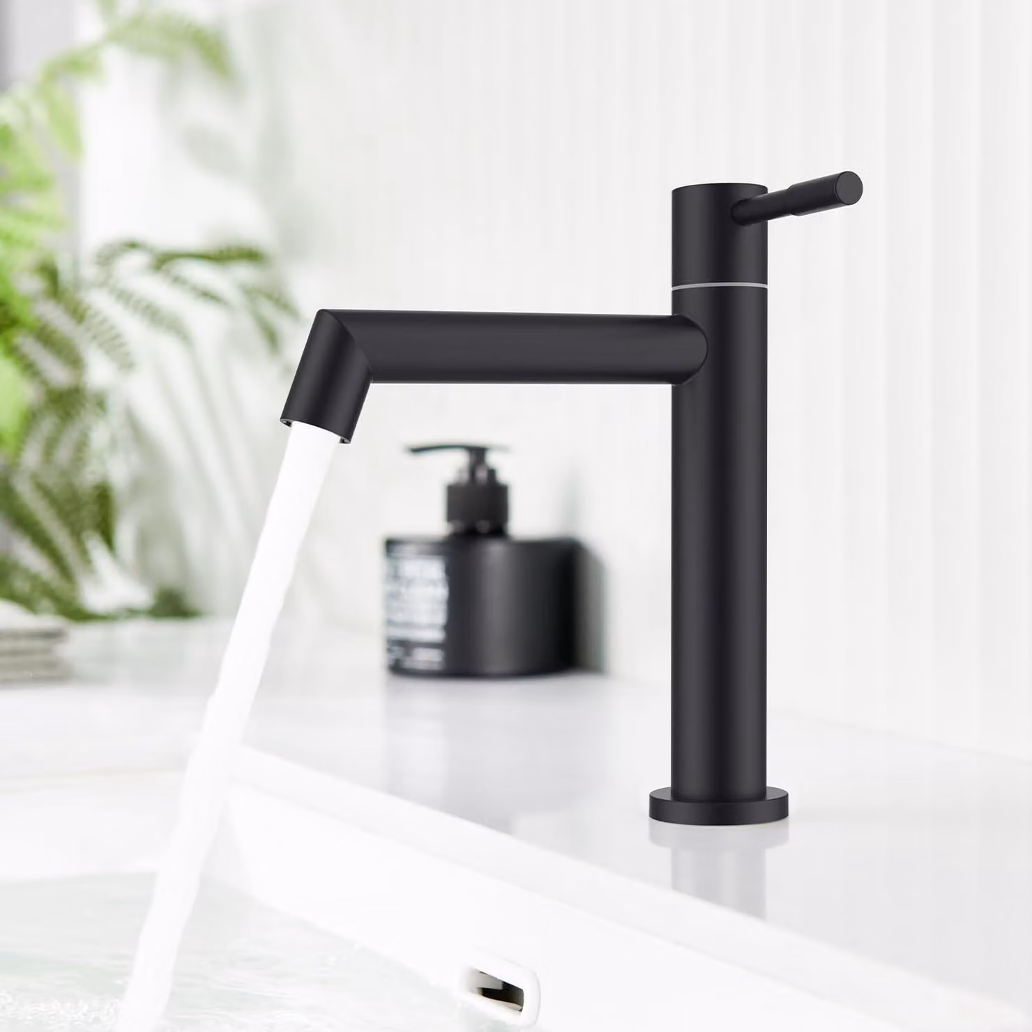 Miscelatore per lavabo, colore nero, in acciaio inossidabile, con aeratore estraibile, per bagno