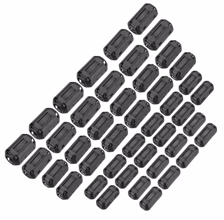 Set di nuclei ferromagnetici a forma di anello (44er), 5 dimensioni, filtro EMI, colore nero