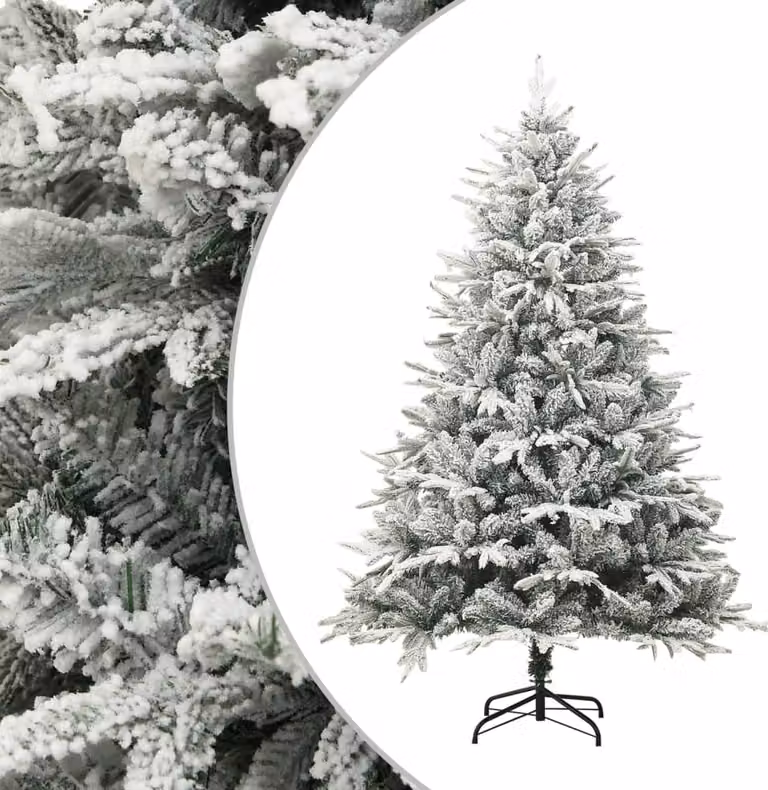 The Living Store Albero di Natale Artificiale Verde Neve 180 cm PVC PE