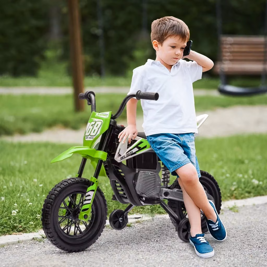Moto Elettrica per Bambini GIORDANOSHOP Verde con Rotelle, Luci, Suoni e Batteria Ricaricabile – 2