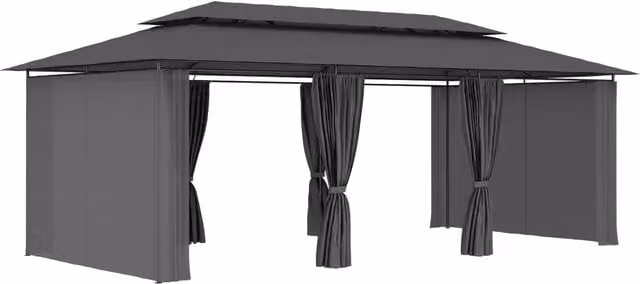 Gazebo con Tende 600x298x270 cm Antracite 47966