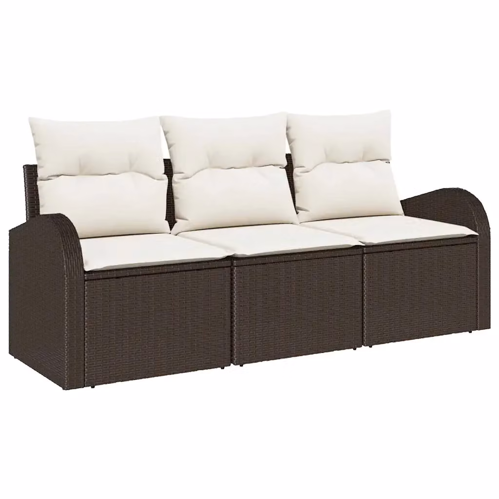 Set Divano da Giardino Moderno vidaXL in Polyrattan Marrone con Cuscini e Struttura in Acciaio Verniciato a Polvere – 2