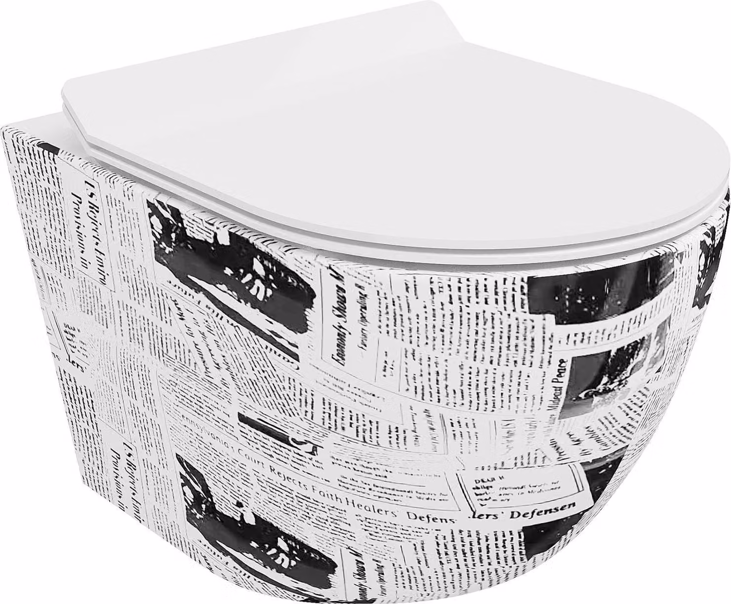 Mexen Lena wc sospeso senza bordo con sedile a chiusura rallentata slim, duroplast, bianco con motivo - 30224099