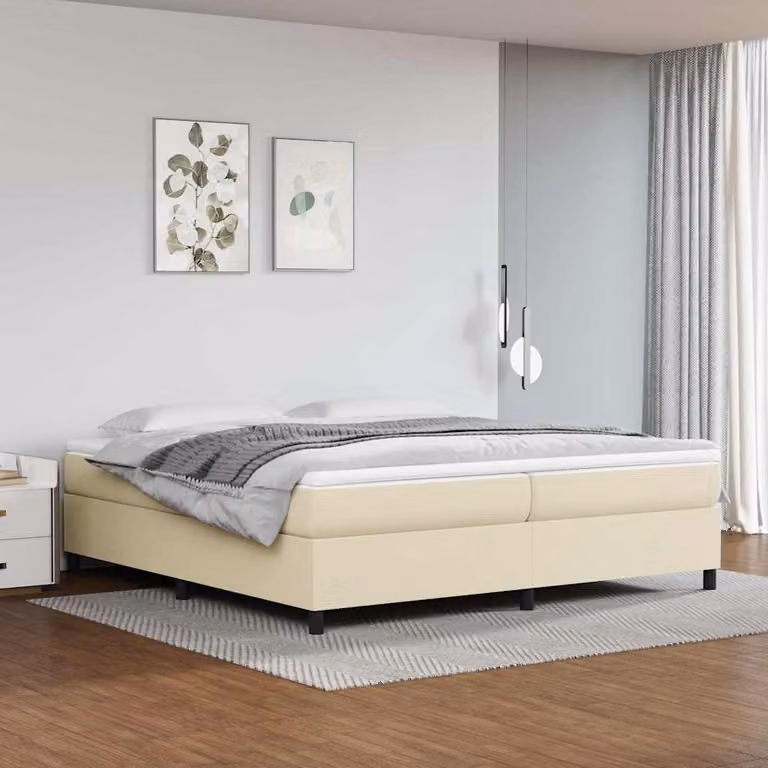 Struttura Letto a Rete a Molle vidaXL in Similpelle Beige 200x200 cm