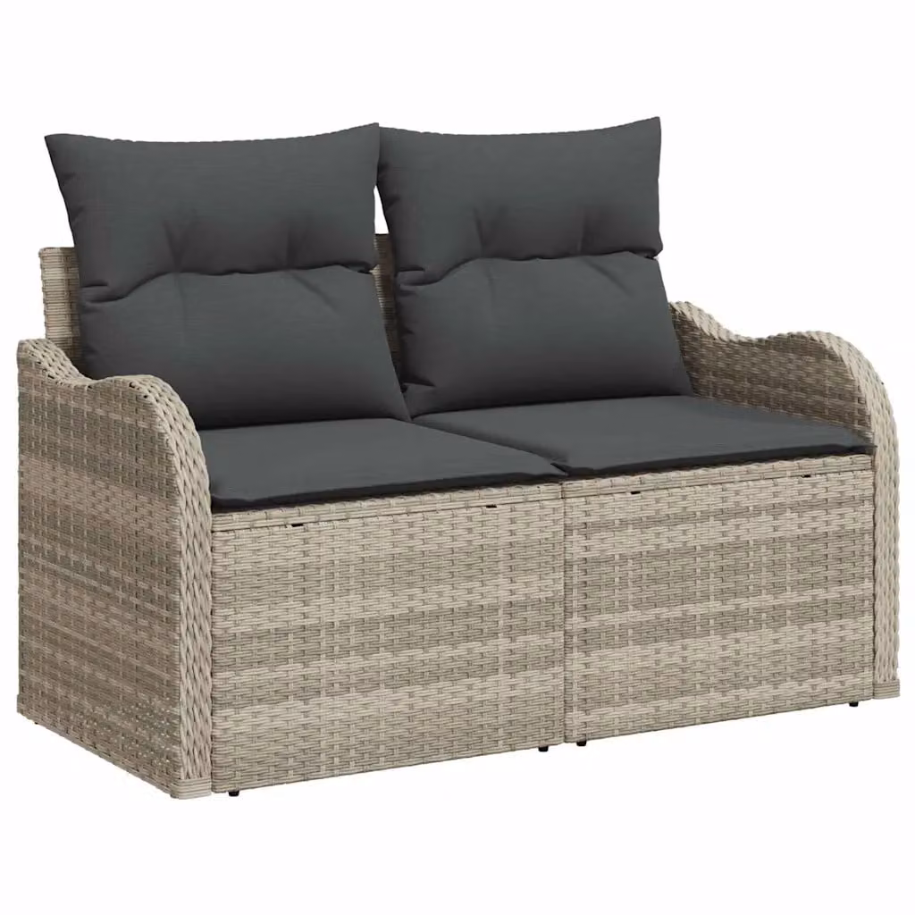 Set Divano da Giardino Moderno vidaXL in Polyrattan Grigio con Cuscini e Tavolino da Esterno 11 Pezzi – 1