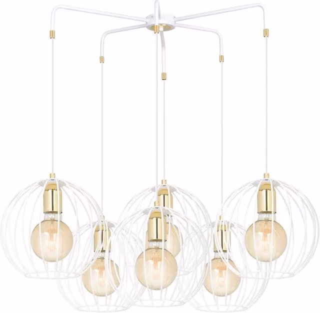 Lampadario Contemporaneo Omoikane Acciaio Bianco 6 Luci E27 Ip20