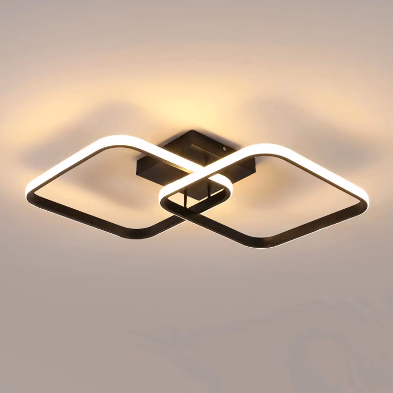 Lampada a soffitto LED moderna - Modello A5320 - Design quadrato - 42 W - Luce bianco caldo - Alluminio - Non dimmerabile - Colore nero