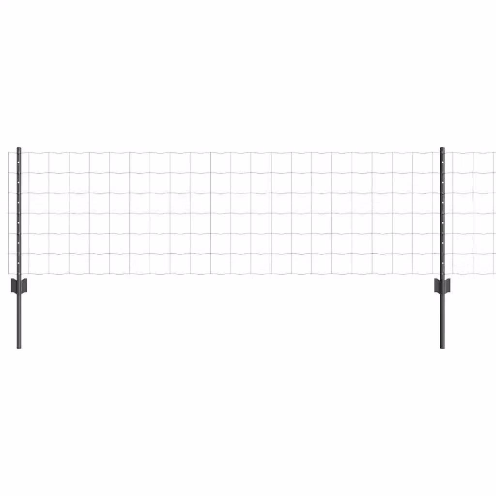 Recinzione Euro con palo vidaXL in acciaio rivestito in PVC grigio per installazione nel terreno L: 50 cm, H: 100 cm, P: 40 cm – 2