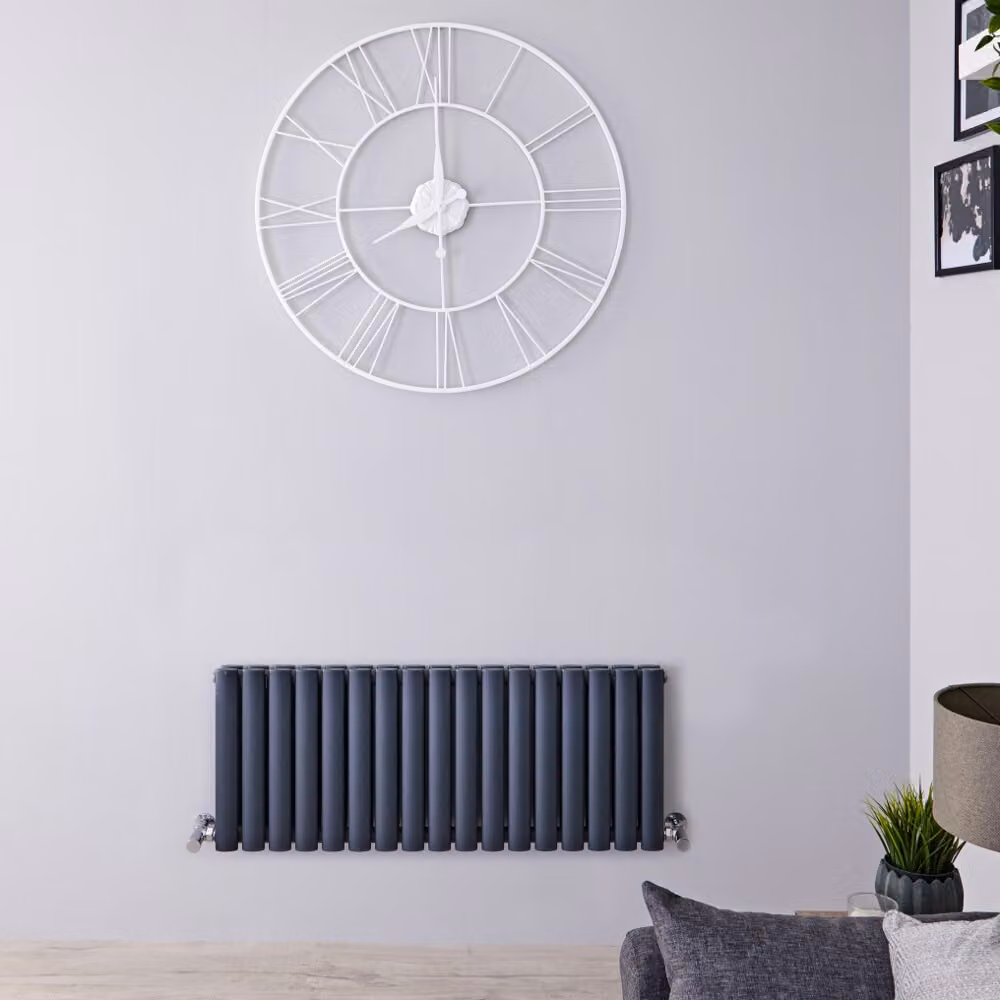 Radiatore Orizzontale Doppio Design Antracite 400x1000mm 830W - Alta Resa - Stile Moderno - Revive