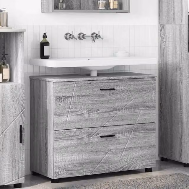 Mobile da bagno moderno vidaXL grigio con ante a cerniera e ripiani interni L: 76,5 cm, P: 35 cm, H: 64 cm – 1