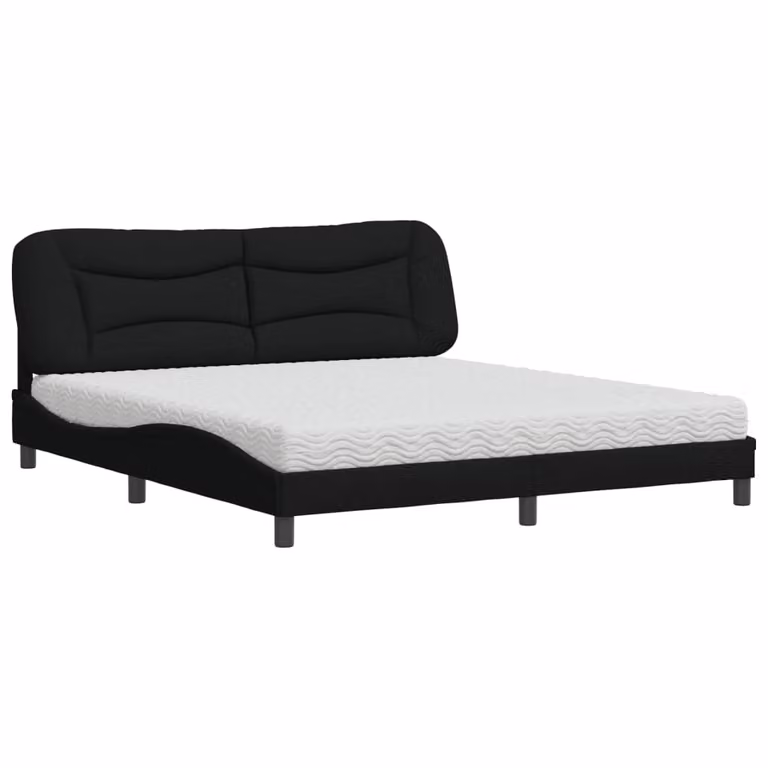 Letto con Materasso Hvar Nero 180x200 cm in Tessuto