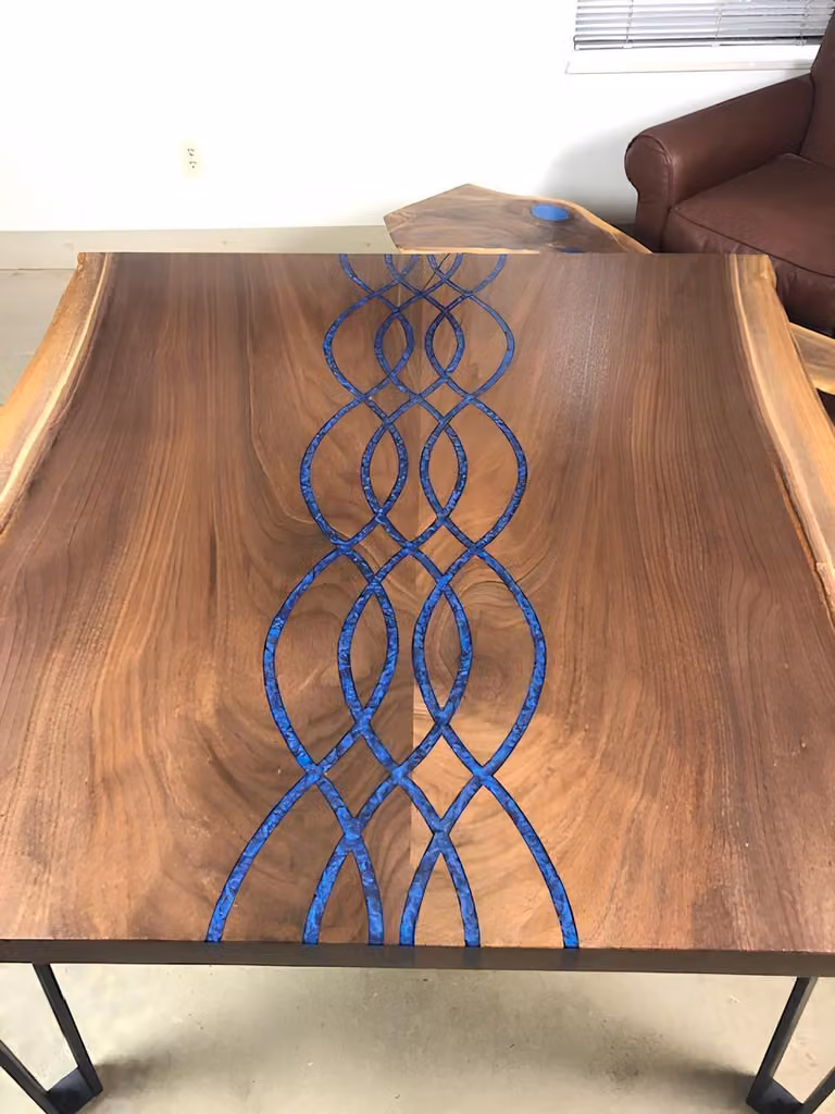 Fluss Tische Esstisch Design Tisch Moderne Meer Möbel 100x100 Epoxid Harz Ozean